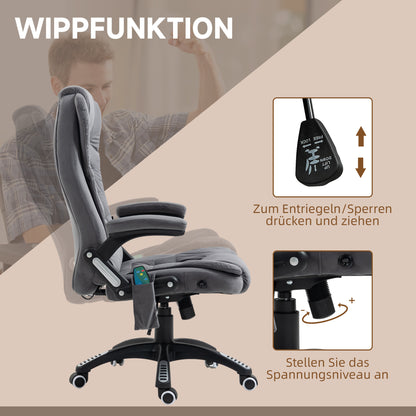 Vinsetto Bürostuhl mit Massage- & Wärmefunktion, ergonomisch, höhenverstellbar, Dunkelgrau