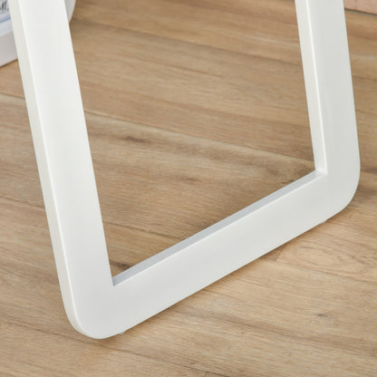 HOMCOM Standspiegel Ganzkörperspiegel mit klappbaren Rahmen Schminkspiegel frei stehend oder an der Wand montiert stabil für Wohnzimmer oder Ankleidezimmer Kiefernholz MDF Weiß 37 x 43 x 156 cm