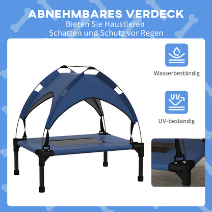 PawHut Hundebett mit Dach, Outdoor, tragbar, wasserabweisend, bis 30 kg, 61 x 46 x 63 cm, Dunkelblau