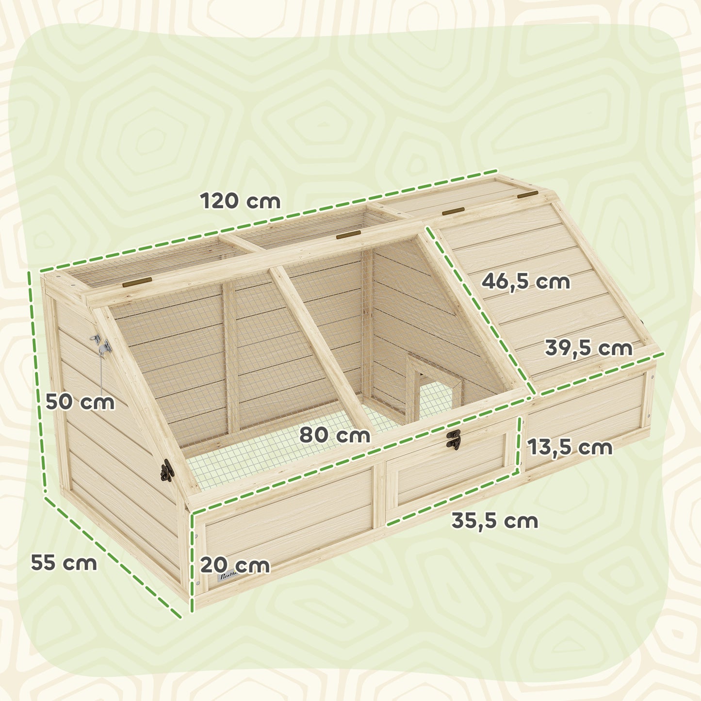 PawHut Schildkrötenbox, Outdoor Schildkrötengehege, bodenloses Design, leicht zu öffnen, Schildkrötenhaus, Natur