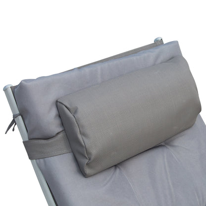 Outsunny Sonnenliege klappbar Strandliege mit Kopfkissen Sitzkissen Liegestuhl mit 7-Fach verstellbare Rückenlehne Gartenliege Relaxliege bis 165 kg belastbar, für Garten Urlaub Outdoor, Grau