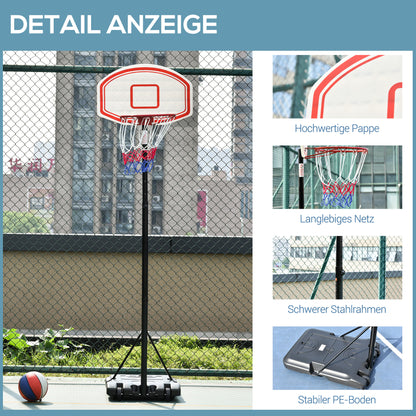 HOMCOM Basketballkorb, Basketballständer, höhenverstellbar, mit Wasser befüllbar, Schwarz