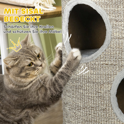PawHut Kratztonne mit 3 Ebenen، inkl. Kratzfläche aus Sisalseil، Kratztonne für Katzen، 38 سم × 38 سم × 70 سم، هيلغراو