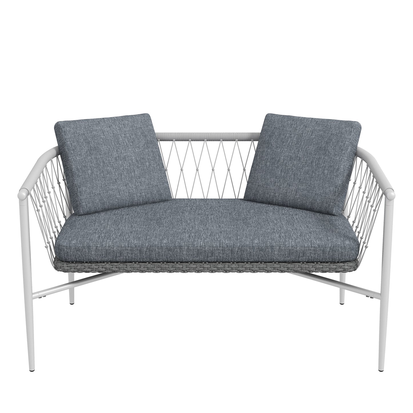 Outsunny Gartengarnitur, 4-teilig, Schaukelfunktion, Sitzauflagen, Polyrattan, Metallgestell, Grau