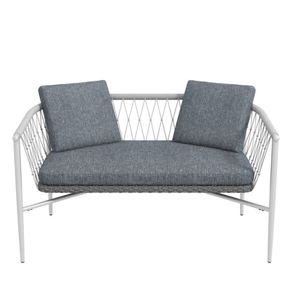 Outsunny Gartengarnitur, 4-teilig, Schaukelfunktion, Sitzauflagen, Polyrattan, Metallgestell, Grau