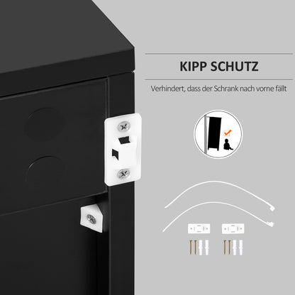 HOMCOM Aufbewahrungsschrank mit 2 Schubladen, 2 Türen, mit Kippschutz, für Wohnzimmer, Schlafzimmer, 79 x 36 x 74 cm, Schwarz