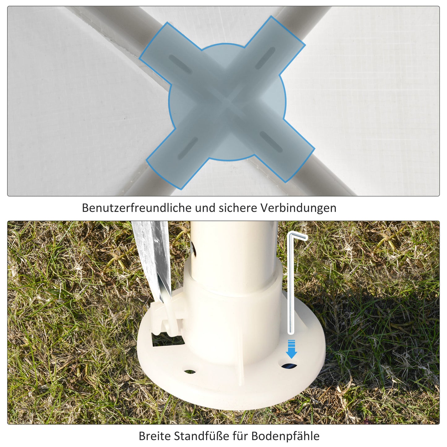 Outsunny Pavillon 2,7x2,7m Rechteckig Wasserabweisend Stabil Winterfest Pavillon Partyzelt Gartenzelt Gartenpavillon Festzelt für Camping Garten, Weiß