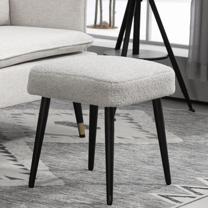 HOMCOM Hocker, Fußstütze, gepolsterter Sitz, Kaschmir-Optik, Stahlbeine, 42 x 42 x 44 cm, Hellgrau