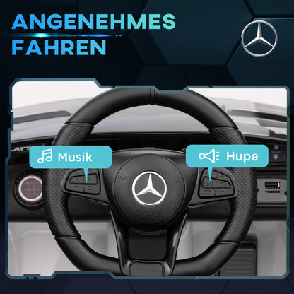 AIYAPLAY Elektro-Kinderauto, Mercedes, 3-5 km/h, Fernbedienung, Licht & Musik, Weiß