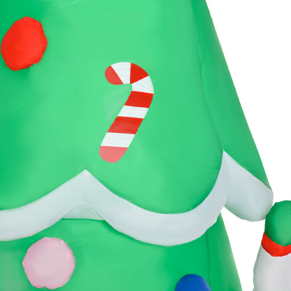 HOMCOM Aufblasbarer Weihnachtsbaum mit Weihnachtsmann Schneemann und Geschenkbox 210 cm Weihnachtsbeleuchtung LED Selbstaufblasend Polyester Grün 144 x 125 x 210 cm