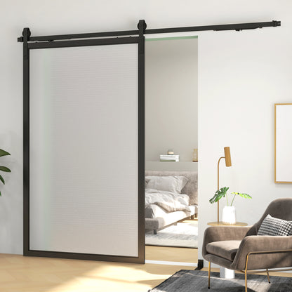 HOMCOM Schiebetür-Bausatz, leise & leichtgängig, für Holz- & Zementwände, 244cm, Stahl, Schwarz