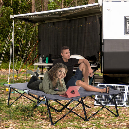 Outsunny Campingliege, Campingbett für bis zu 2 Personen, 193L x 125B x 40H cm, Grau