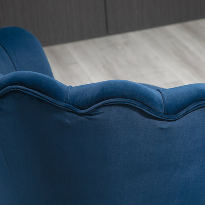 HOMCOM Lounge-Sessel, Vintage-Sessel in Samtoptik, Metallgestell, 76 x 67 x 74 cm, Blau