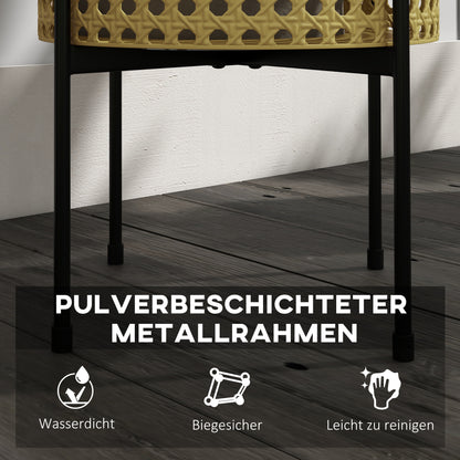Outsunny Blumenständer, 3er-Set, rostfreies Metallgestell, In- und Outdoor, Schwarz/Gold