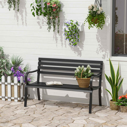Outsunny 2-Sitzer Gartenbank Sitzbank 240kg belastbar Bank Gartenmöbel für den Innen- und Außenbereich geeignet 127 x 58 x 82 سم أسود