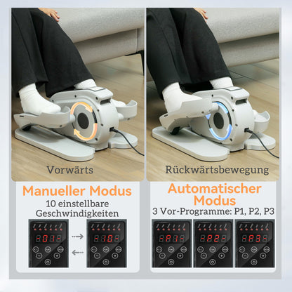 SPORTNOW Sitzpedaltrainer, Mini-Ellipsen-Trainer mit LCD-Monitor, Fernbedienung, 10 einstellbare Geschwindigkeitsstufen, Weiß