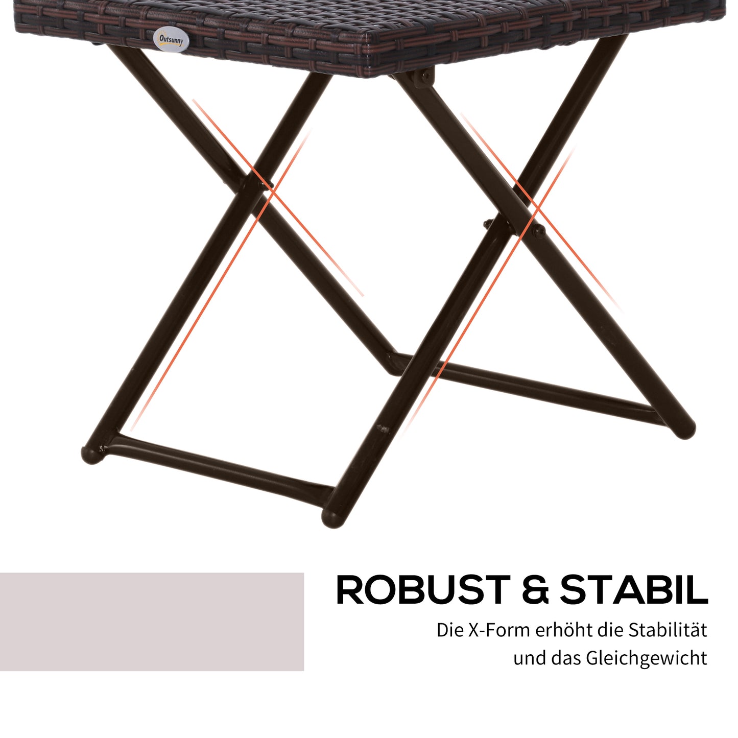 Outsunny Beistelltisch aus Polyrattan klappbar Kaffeetisch Couchtisch Tablett Balkontisch Gartentisch Sofatisch Teetisch Gartenmöbel Rattantisch für Garten Terrasse Balkon, 40x40x40cm Braun
