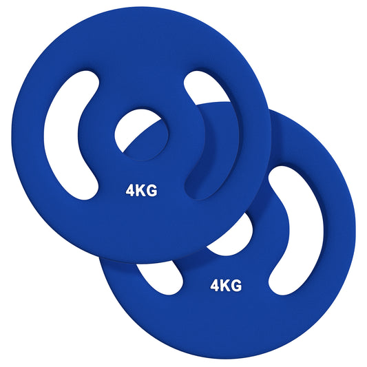 SPORTNOW 2 x 4 kg Gewichtsplatten mit praktischen Handgriffen, Gewichts-Set für Home-Gym, Fitnessstudio, Stärke-Training, Blau