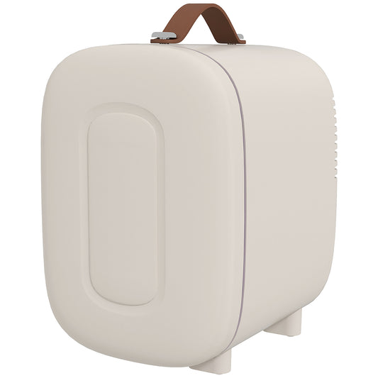 HOMCOM Mini Kühlschrank Kühlschrank Beauty Fridge, 4 L Fassungsvermögen, 20,3 x 26,3 x 28 cm, Cremeweiß