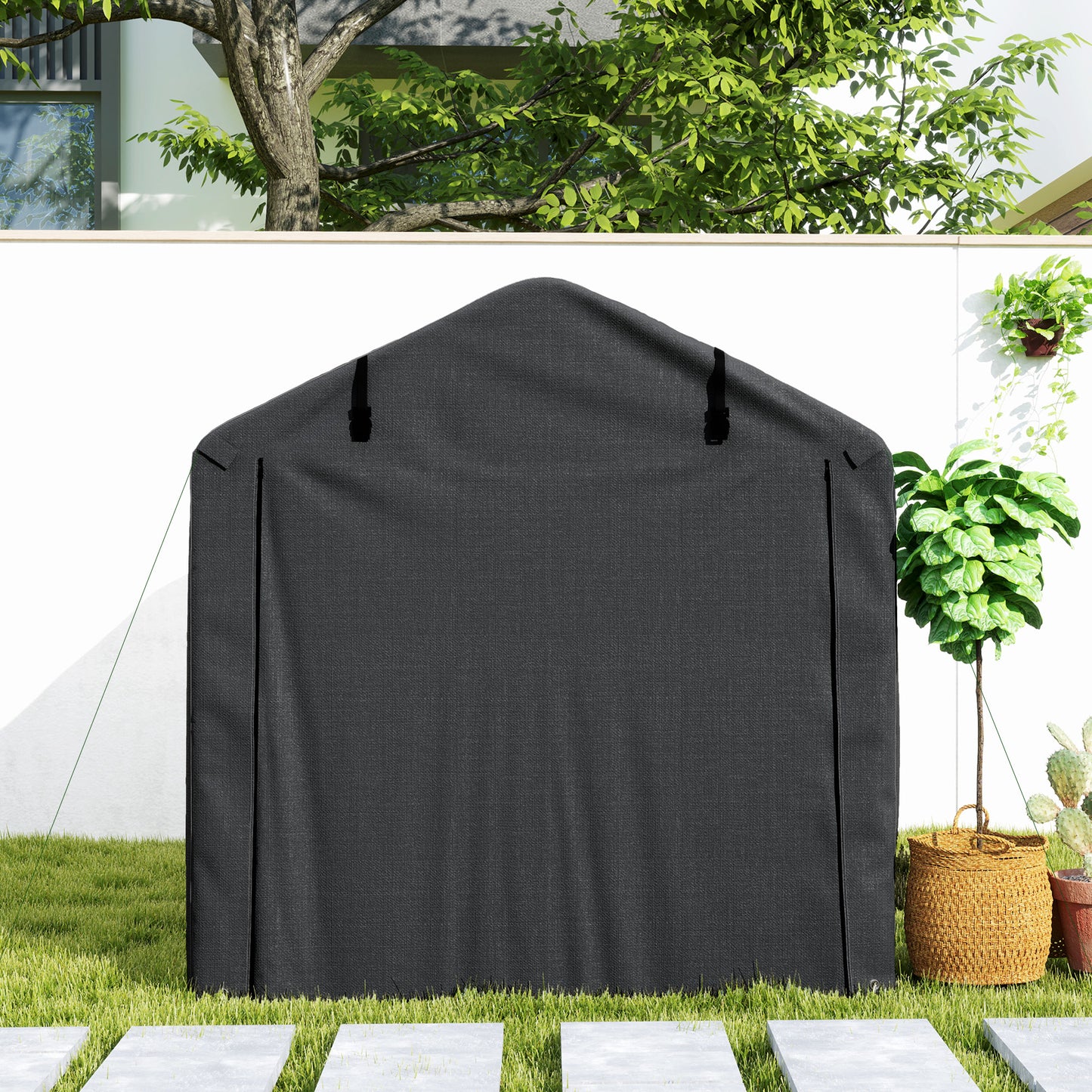 Outsunny Garagenzelt, wasserdicht Zeltgarage mit Tür, UV-beständig 220 x 157 x 165 cm Schwarz