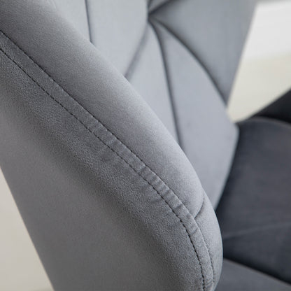HOMCOM Barhocker 2er Set, Gepolstert Barstuhl mit Metallgestell, Lehne, Samtoptik, Höhenverstellbar 360° Drehbar