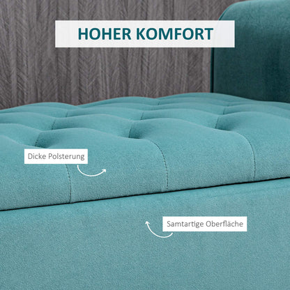 HOMCOM Sitzbank im Vintage-Design, Sitzbank mit Stauraum, Samtoptik, Grün
