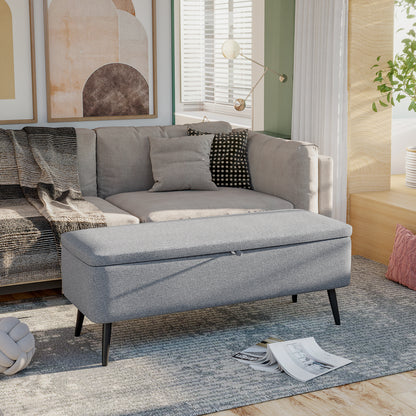 HOMCOM Sitzbank، Sitztruhe، Polsterbank، Leinenoptik، مكرر 150 كجم، 101x38,5x44,5 سم، غراو