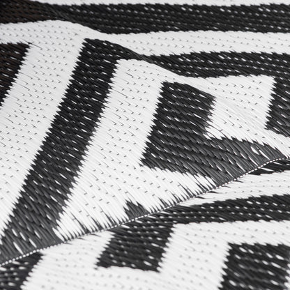 Outsunny Outdoor-Teppich, beidseitig nutzbar, strapazierfähig, Rand gegen Ausfransen, schwarz+weiß, 152 x 243 cm