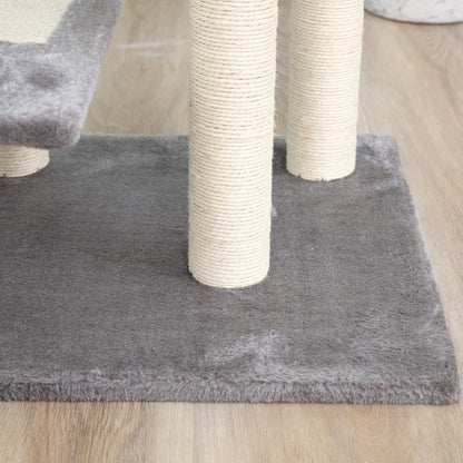 PawHut Kletterbaum Katzenbaum Spielbaum Katzenkratzbaum Treppe 5 Schichte Beige Grau 48,5 x 48,5 x 100 cm (LxBxH)