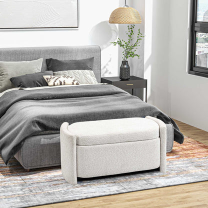 HOMCOM Sitzbank mit Stauraum Flurbank Schuhbank, gepolstert, 105 cm x 44 cm x 45,5 cm. Creme/Beige