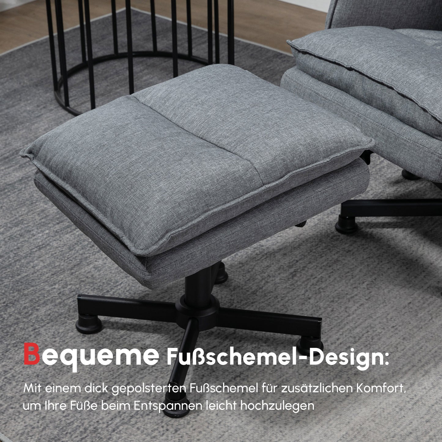 HOMCOM Massage-Bürostuhl mit Fußhocker, 8 Vibrationsköpfe, 1 Fernbedienung, 1 Seitentasche, Grau