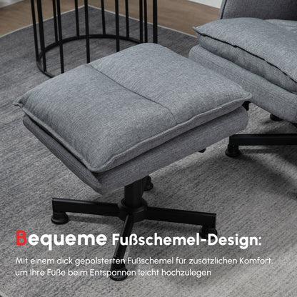 HOMCOM Massage-Bürostuhl mit Fußhocker, 8 Vibrationsköpfe, 1 Fernbedienung, 1 Seitentasche, Grau