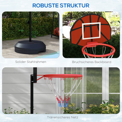 SPORTNOW Basketballständer, höhenverstellbar, Magnet-Dartscheibe, 98-148cm, Schwarz