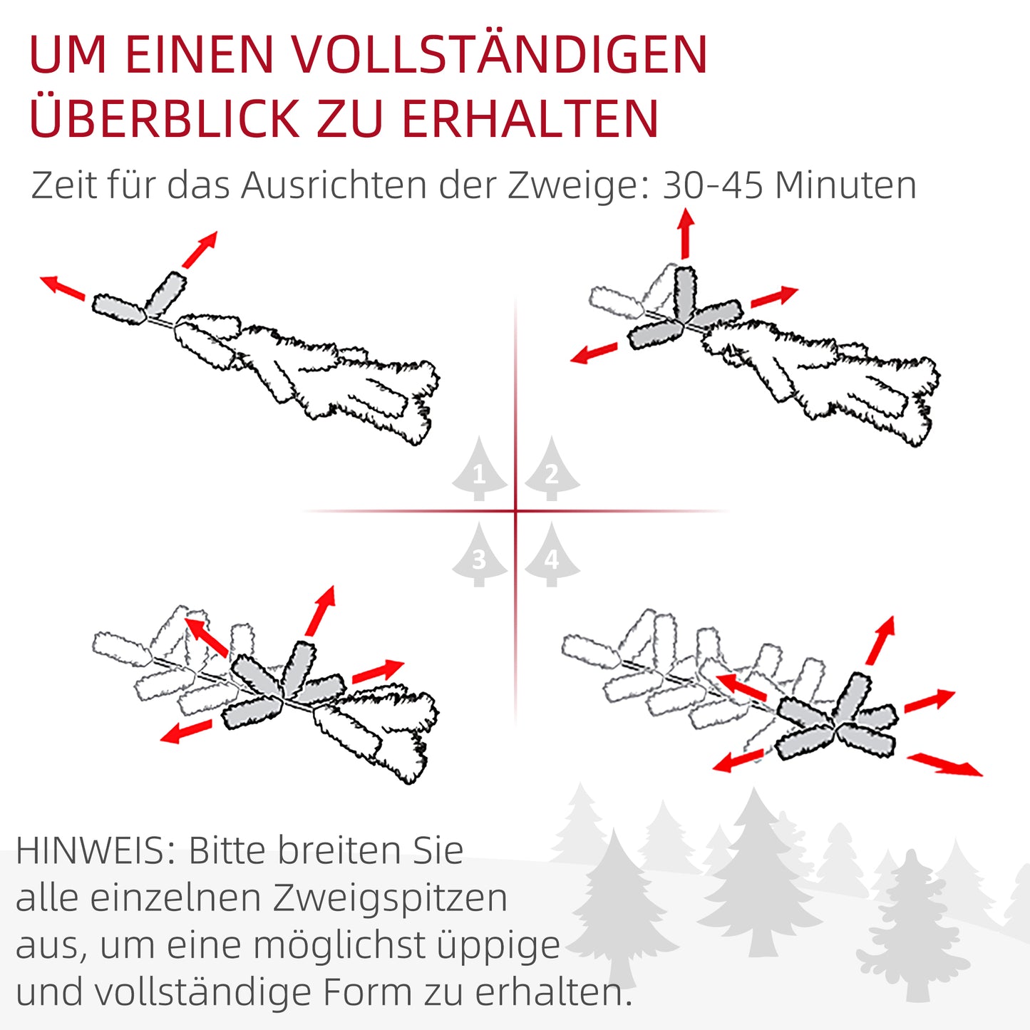 HOMCOM Weihnachtsbaum 180 cm, flammenhemmend, Metallfuß, 467 Spitzen, grün