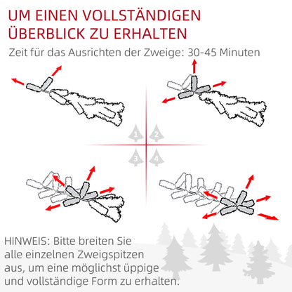 HOMCOM Weihnachtsbaum 180 cm, flammenhemmend, Metallfuß, 467 Spitzen, grün