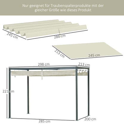 Outsunny Ersatzdach für 2,85 x 2 m Gartenpavillon, ausziehbar, einfache Montage, Polyester, Cremeweiß