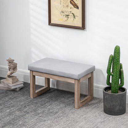 HOMCOM Fußbank im Skandi-Design، Sitzhocker، Fußhocker، 68 سم × 38 سم × 42 سم، Grau + Natur