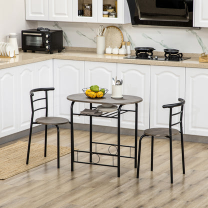 HOMCOM Bistro-Set Esstisch Küchentisch mit Stühlen Set, 1 Tisch, 2 Stühle, 80 cm x 53 cm x 74,5 cm, Schwarz