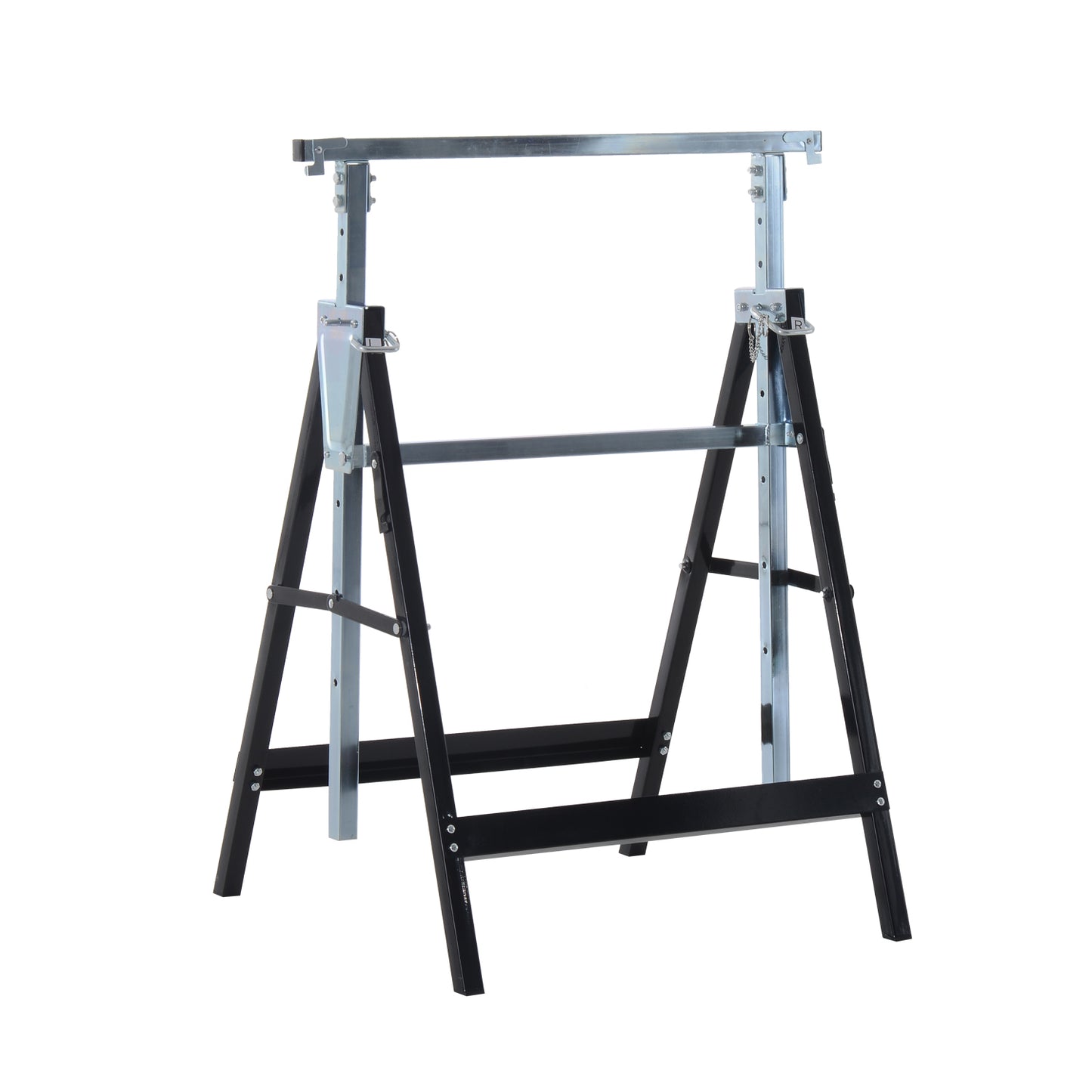 HOMCOM 2 x Gerüstbock Unterstellbock Klappbock höhenverstellbar bis 200kg Stahl Schwarz 68 x 58 x 80-130 cm