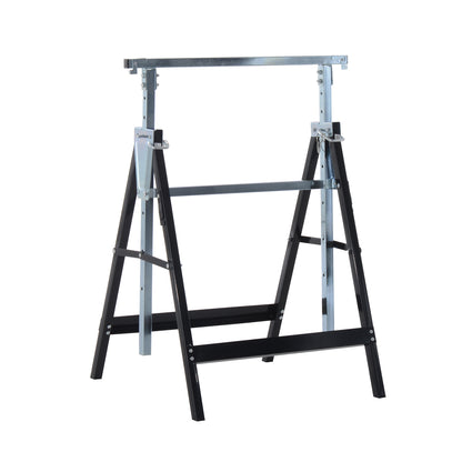 HOMCOM 2 x Gerüstbock Unterstellbock Klappbock höhenverstellbar bis 200kg Stahl Schwarz 68 x 58 x 80-130 cm