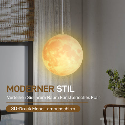 HOMCOM Mondlampe, 3D-Druck, App-Steuerung, Musik-kompatibel, verschiedene Licht-Modi, Weiß
