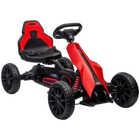 HOMCOM Go Kart Pedal Go Kart Rückwärts-uns Vorwärtsgang, für Kinder von 3 bis 8 Jahren, Rot