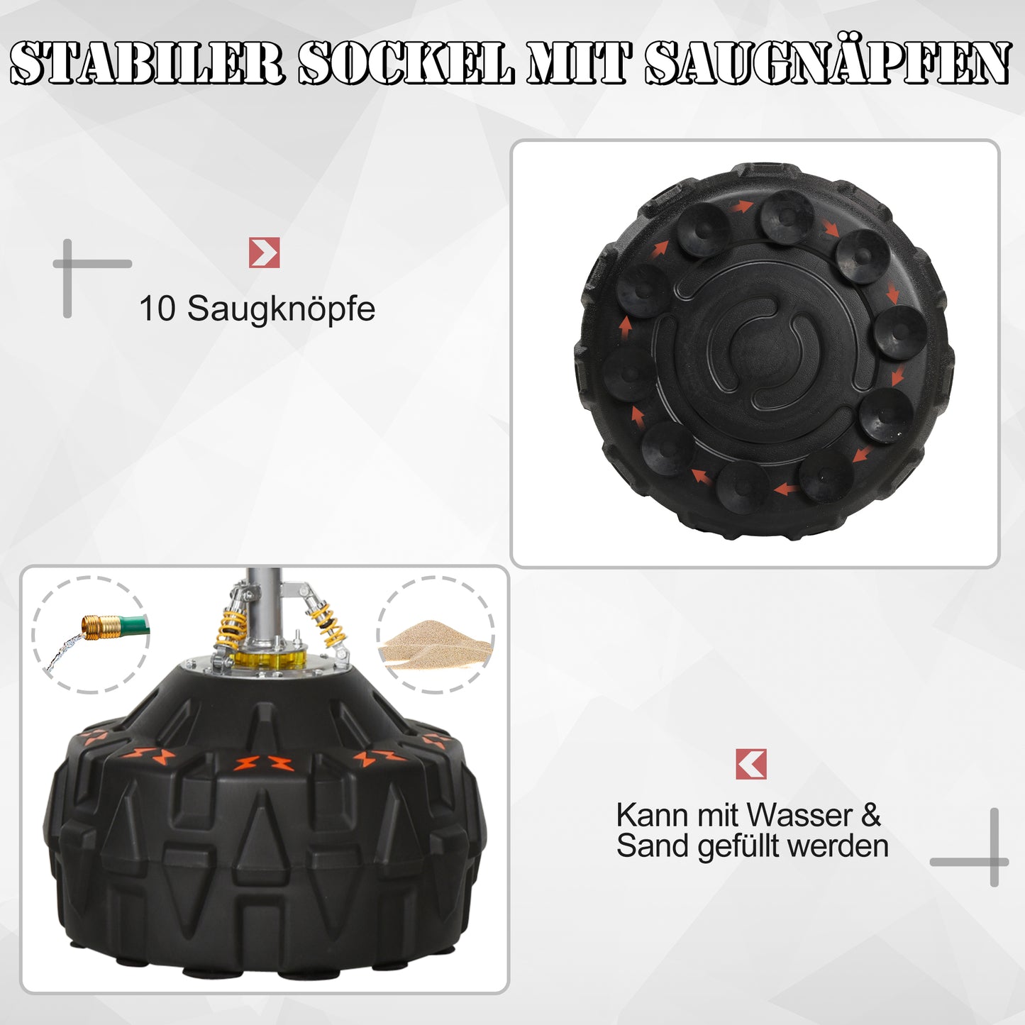 HOMCOM Standboxsack Erwachsene Freistehender Boxtrainingsgerät Boxpartner Boxassistent Training mit Saugfuß Schwarz+Rot 60x60x180 cm