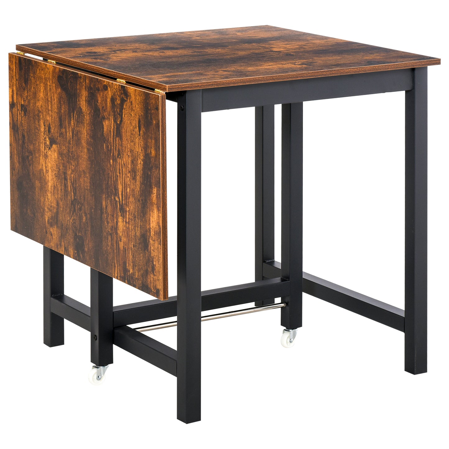 HOMCOM Faltbarer Esstisch، Industrieller Tisch، klappbar، aus Metall und Holz، platzsparend، Braun