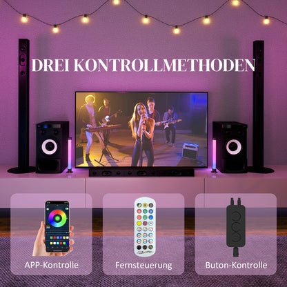 HOMCOM 2er-Set LED-Lampe, Tischlampe mit App- und Fernsteuerung, Musik-Synchronisation, Farb-Modi, Timer, Weiß