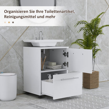 HOMCOM Badezimmerschrank، Waschbecken-Kommode mit Schublade، kompakt، Spanplatte، Weiß
