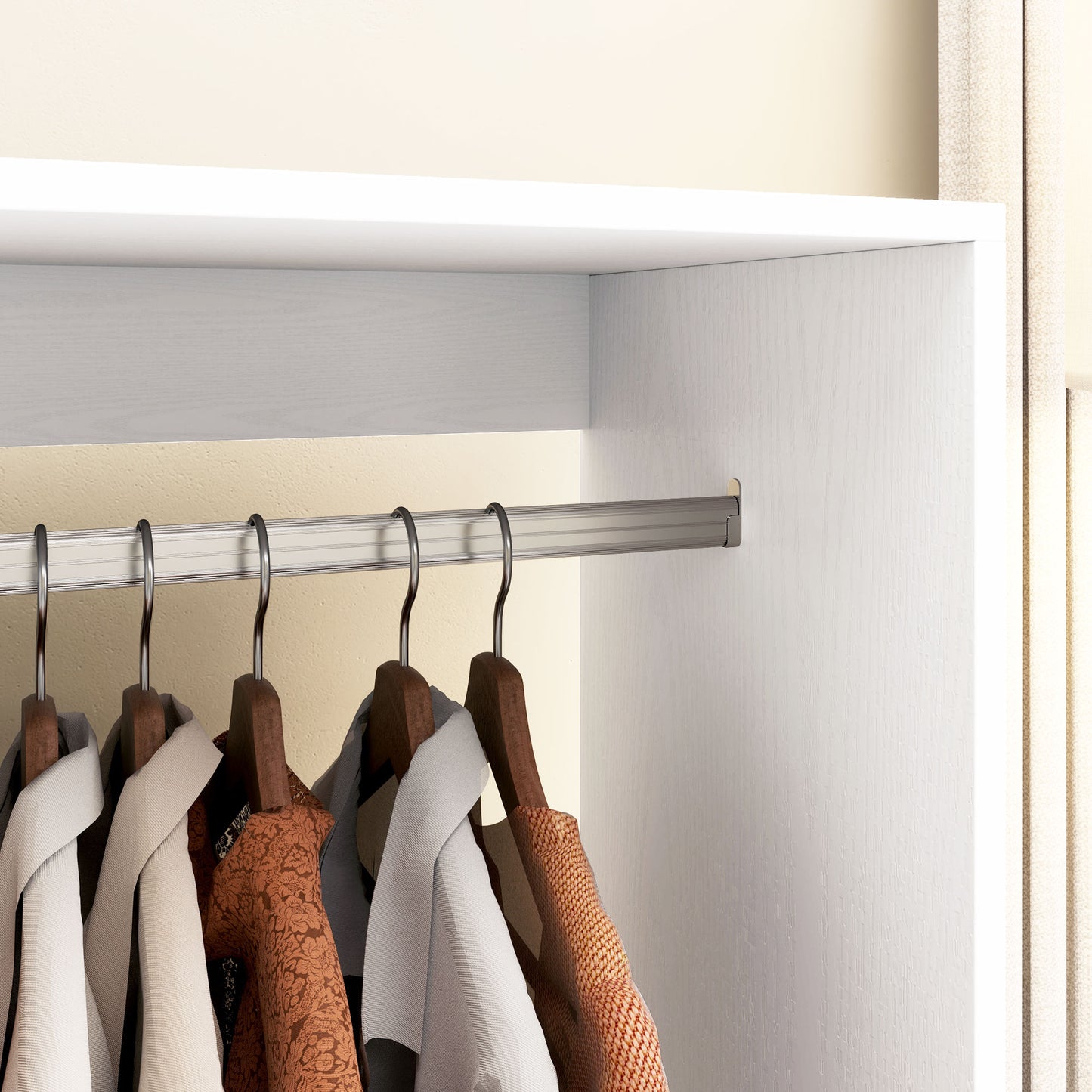 HOMCOM Kleiderschrank Garderobe، 60 سم × 40 سم × 127 سم، 1 Kleiderstange، 2 Regale، Weiß