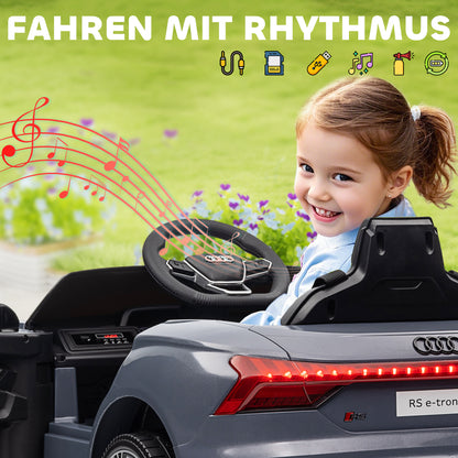 HOMCOM Kinder-Elektroauto mit Fernbedienung, Sicherheitsgurt, Hupe, Musik, Scheinwerfer, bis 5 km/h, 3-5 Jahre, Grau