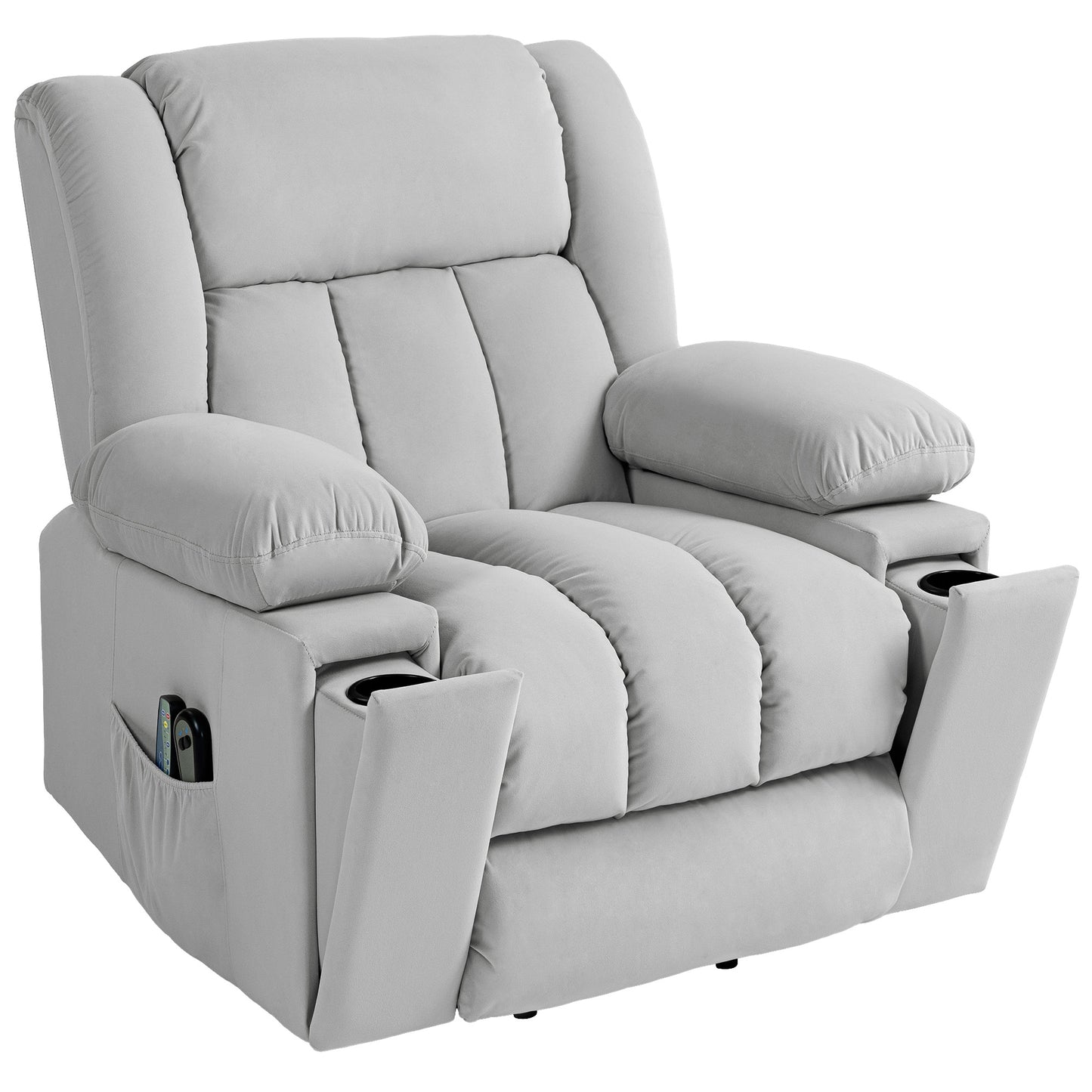 HOMCOM Elektrischer Aufsteh-Sessel, Weicher, samtartiger Stoff, USB-Anschlüsse