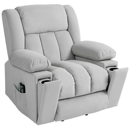 HOMCOM Elektrischer Aufsteh-Sessel, Weicher, samtartiger Stoff, USB-Anschlüsse
